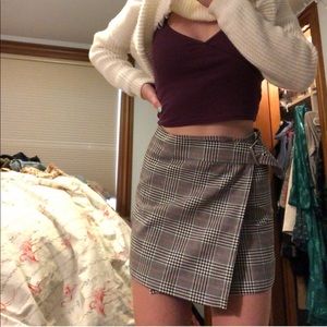 Forever 21 Gray Plaid Wrap Skirt